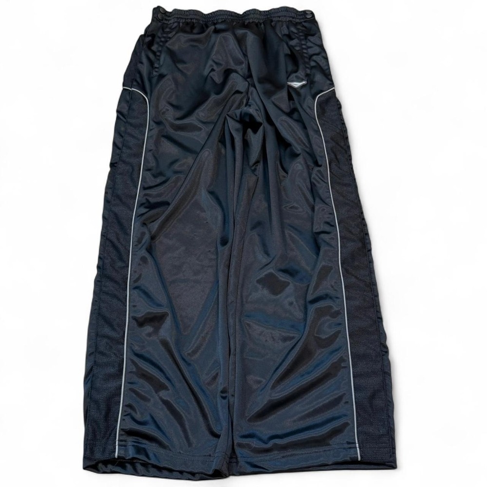 Vintage Cheetah Satin Snap Away Black Baggy Wide Leg Track Pants Men's Large Y2K